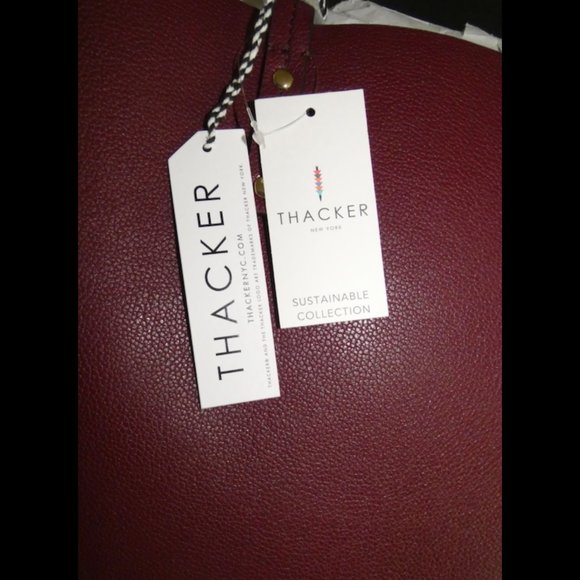 COPY - Thacker Pebbled Leather Tote Shoulder Bag Shopper Merlot NWT - Picture 6 of 6